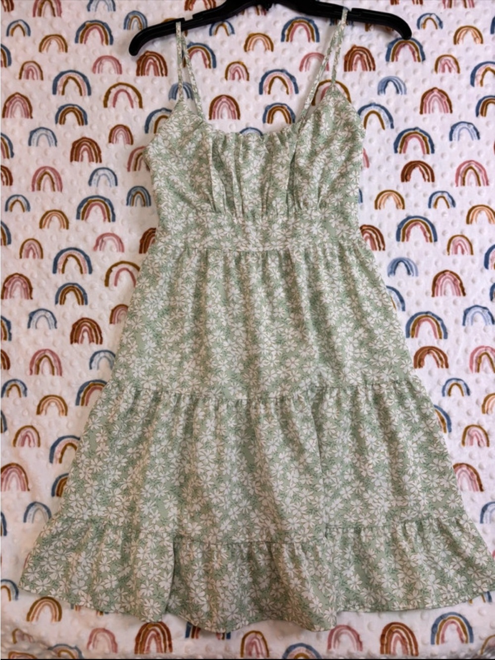 Women’s ' Light Green Floral Sundress with Spaghetti Straps
